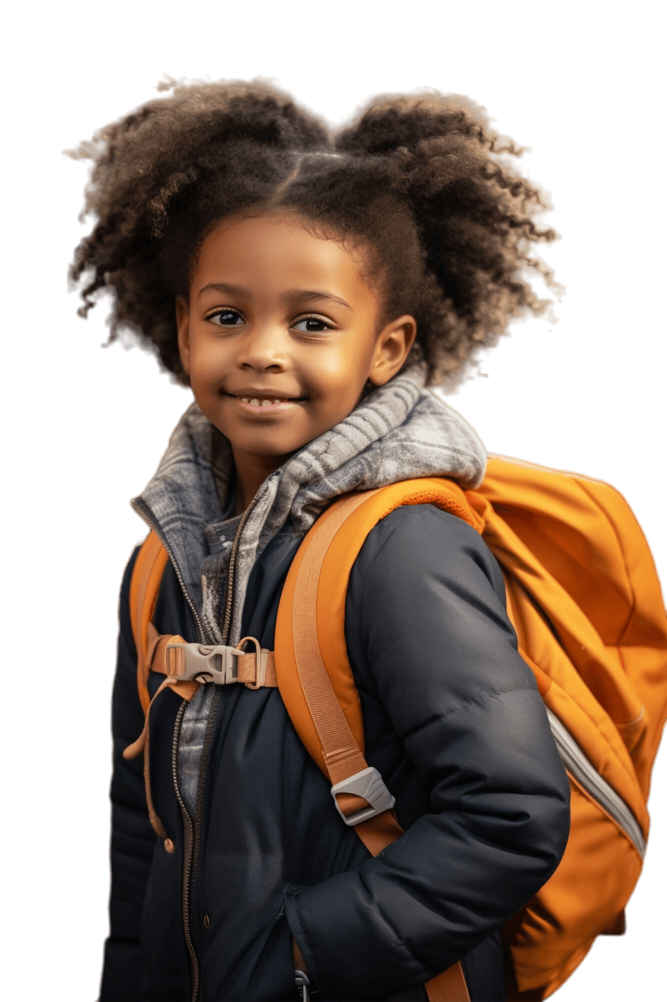 Happy student walking to school